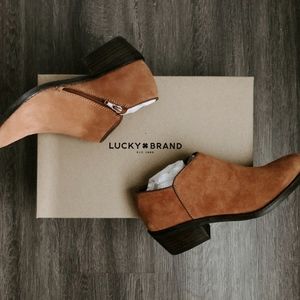 Lucky Brand Faithly Ankle Boots - Toffee Suede
